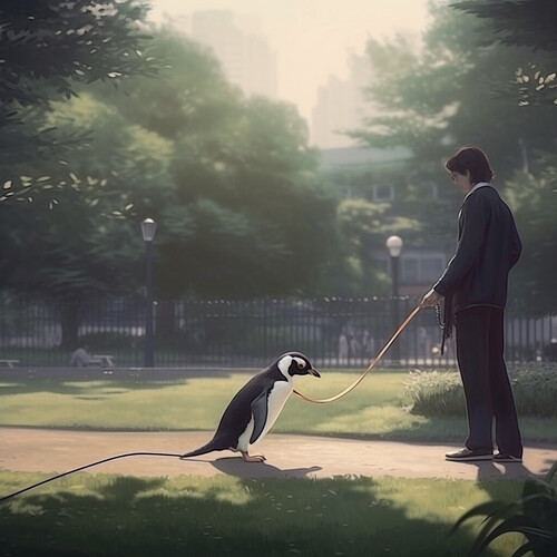 penguin_on_leash